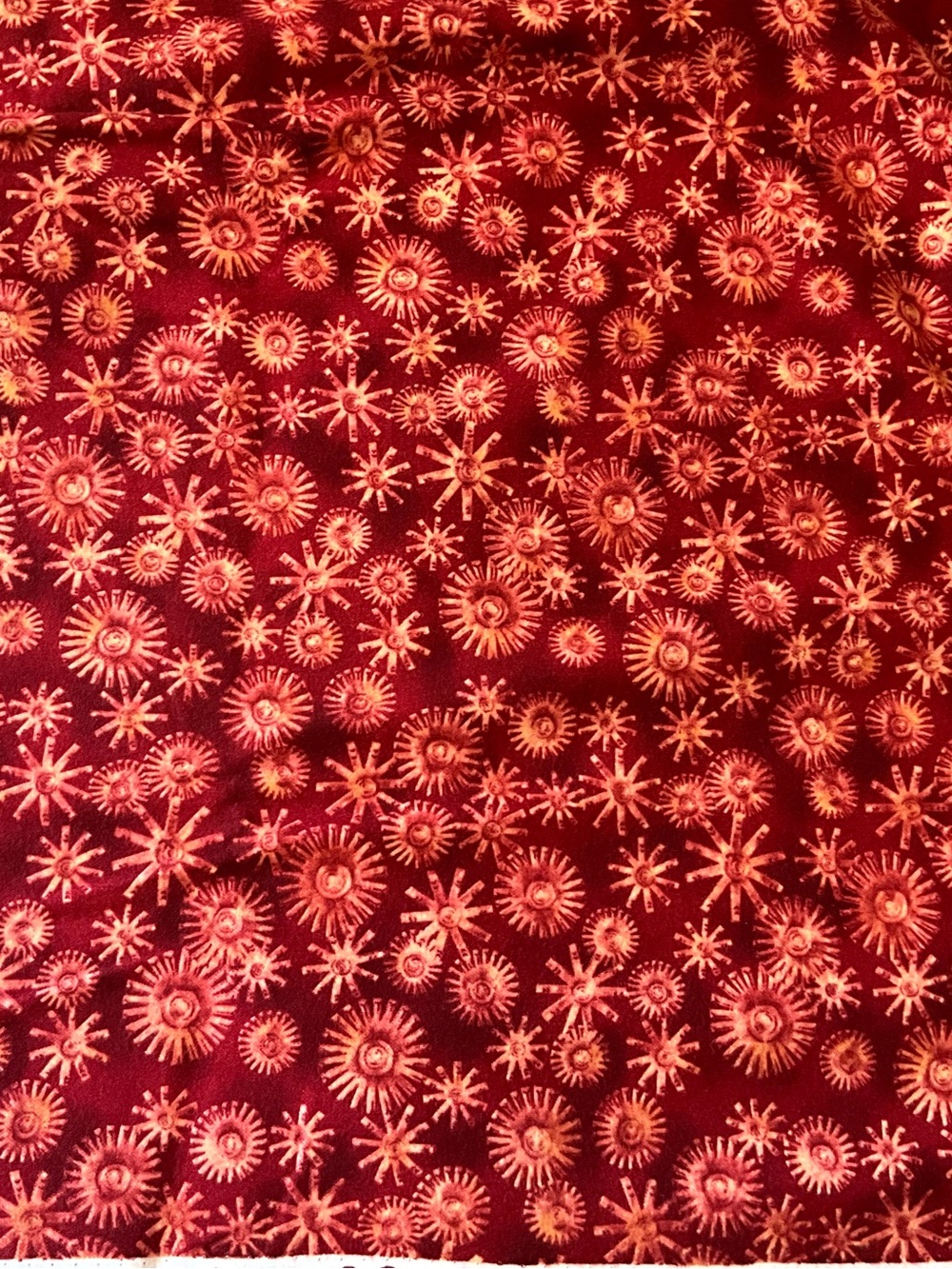 Fleece Material Quilting Sewing Crafts Fabric Dark Red Snowflakes 2 Yards